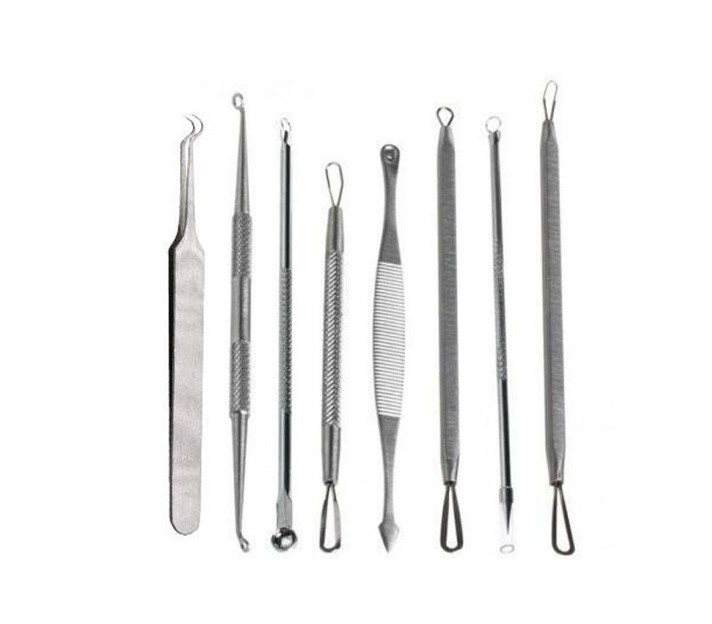 Trusa profesionala 8 instrumente inox pentru indepartarea punctelor negre, comedoanelor, acneei