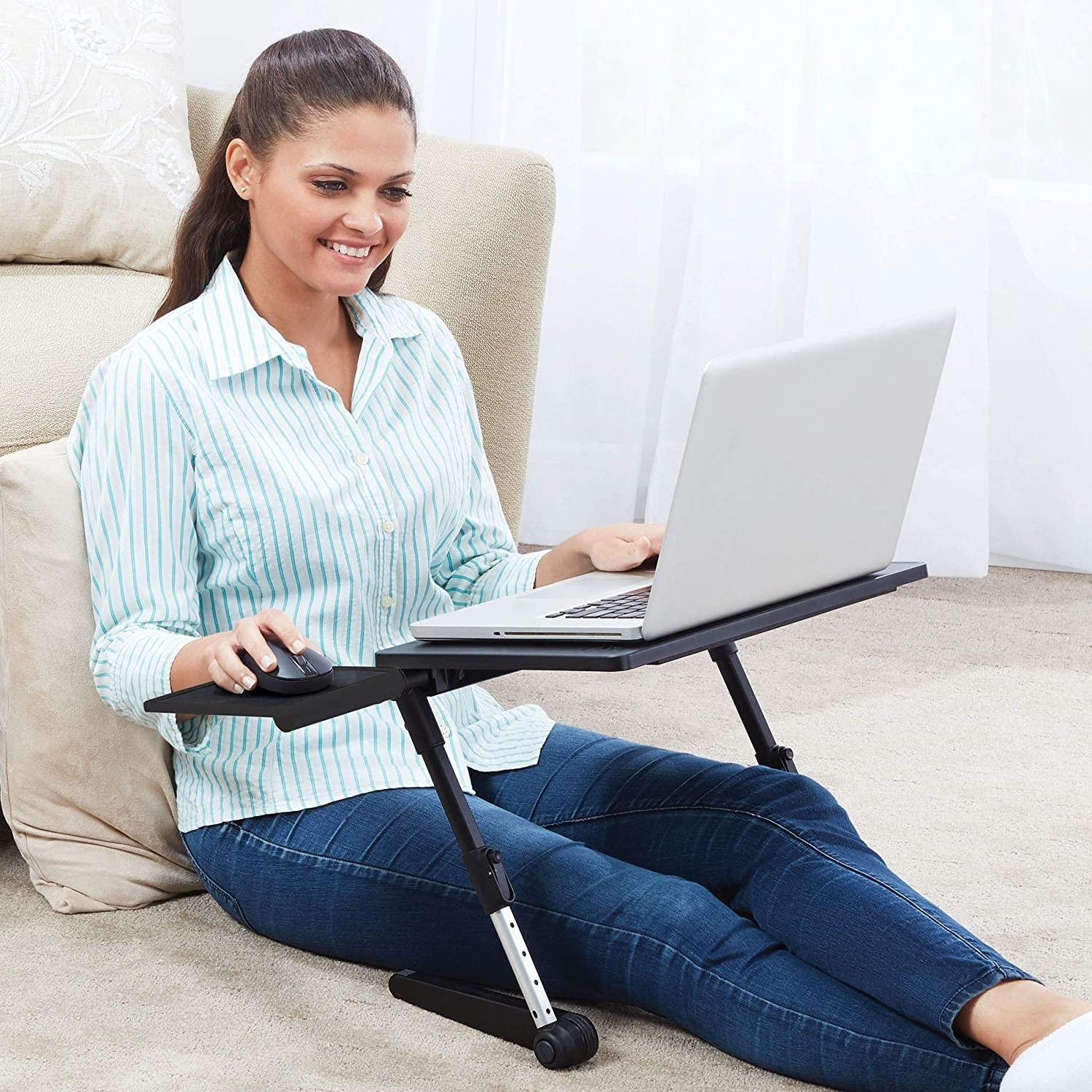 Masuta pliabila pentru laptop, inaltime ajustabila, rotire 180 grade, sistem blocare, 27x48x48 cm