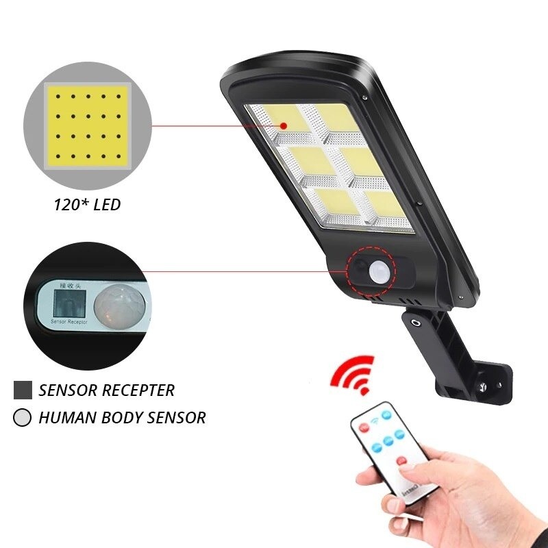 Lampa cu incarcare solara, 90 W, 3 moduri de iluminare, telecomanda inclusa