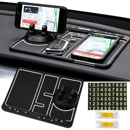 Covoras anti-alunecare pentru bordul masini cu rotire 360 grade, afisare numar telefon si aromaterapie