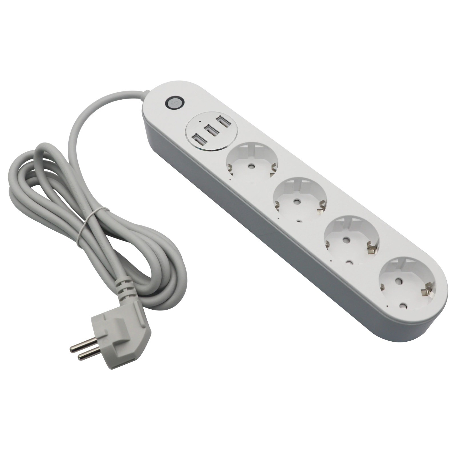 Prelungitor cu intrerupator, 3.4A cu 4 prize si 3 porturi USB