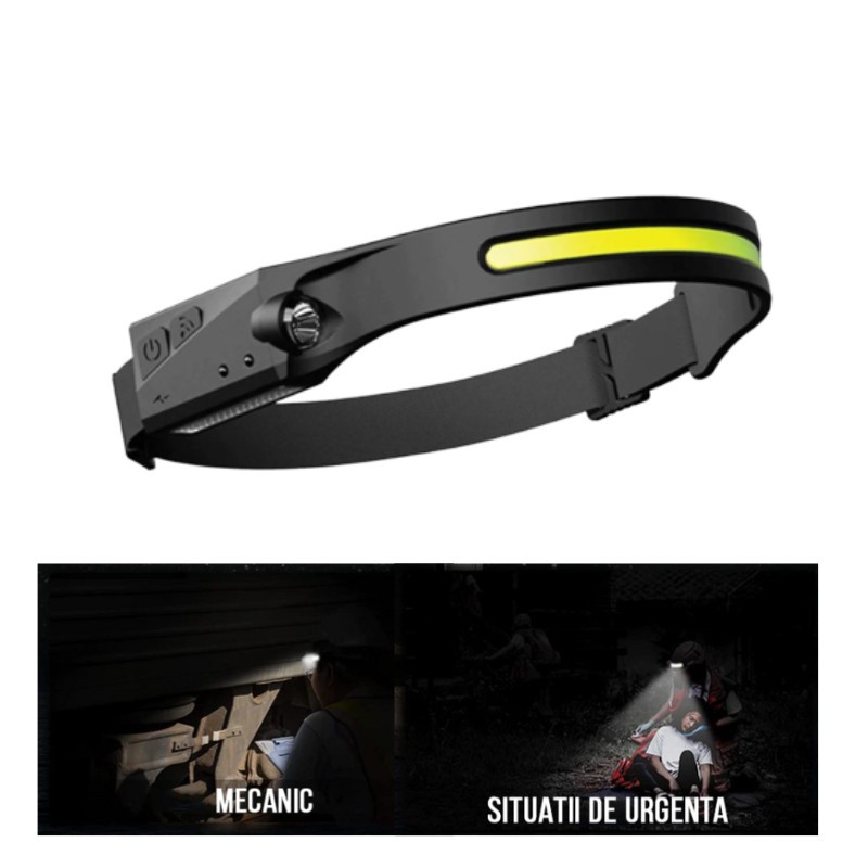 Lanterna frontala LED, incarcabila, 5 moduri de iluminare si senzor de miscare
