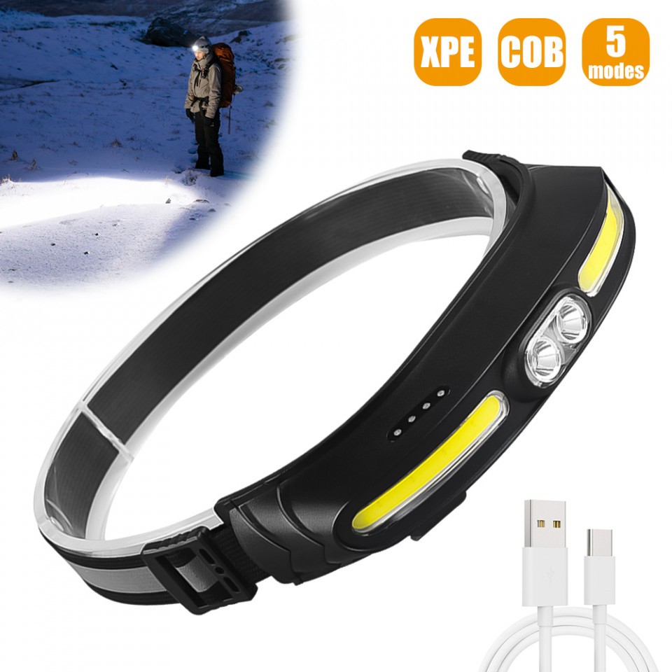 Lanterna frontala LED, 400 lumeni, incarcare USB