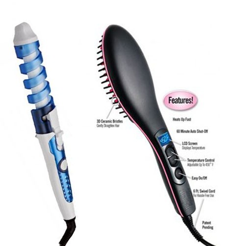 Set Perie Simply Straight si Ondulator de par ceramic