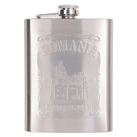Plosca recipient whisky de 280 ml otel inoxidabil, cu capac de siguranta
