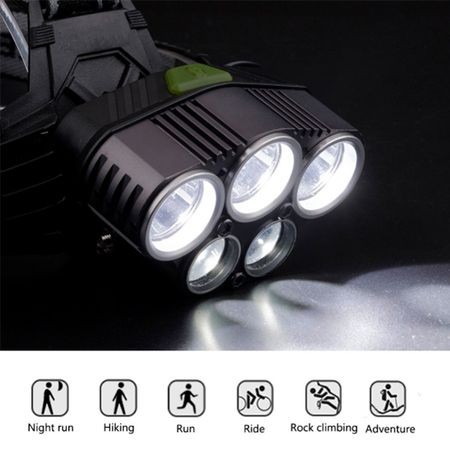 Lanterna frontala High Power cu 5 surse de iluminare T6 XPE
