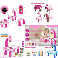 Set Tabla de desenat Electrica cu Proiector Holograme, 24 modele figurine + Set Carioci , Jucarie pentru copii