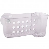 Etajera pentru periuta si pasta de dinti, prindere ventuze, 16x8 cm