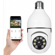 Camera de Supraveghere tip Bec E27 WiFi, Senzor de Miscare, de Interior si Exterior, prindere fasung