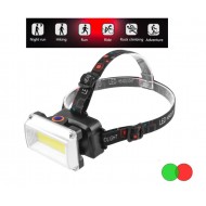 Lanterna Frontala bicicleta LED COB RGB 3W iluminare alb rosu verde cu acumulator