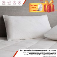 Set 2 perne albe matlasate ecologice , 50 x 70 cm + Aparat aromaterapie si 2 uleiuri CADOU