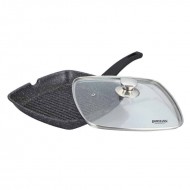 Tigaie grill, 24 cm, din marmura , cu capac inclus
