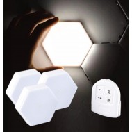 Set 3 lampi modulare Hexagon, Senzor tactil si telecomanda