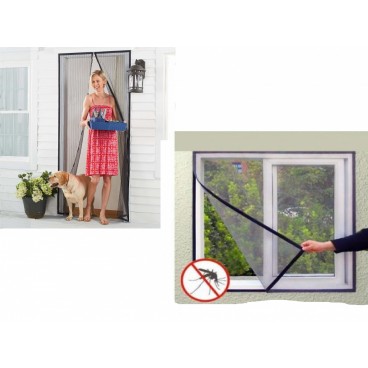 Pachet impotriva insectelor: 2 x plasa pentru fereastra + perdea usa