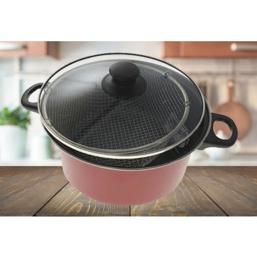 Oala tip friteuza, 2 in 1, cu capac, 2.5 l, 24 cm