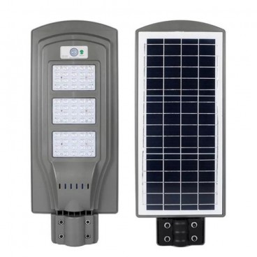 Proiector stradal 60W cu senzor, panou solar si telecomanda, suport de perete Cadou