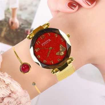 Set ceas si bratara dama, Francesca di Geneva, Ruby Red