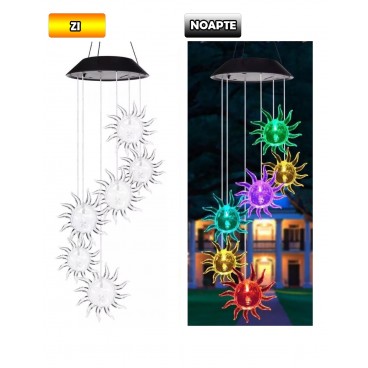 Decoratiune luminoasa cu incarcare solara pentru casa si gradina, Model Soare