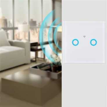 Intrerupator dublu Smart Touch, Wireless 2.4GHz, Sticla Securizata, programabil prin WIFI