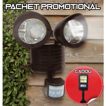Pachet promotional pentru iluminare, Lampa solara dubla si proiector solar