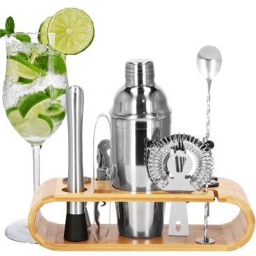 Set 9 piese pentru cocktail cu suport ustensile inclus