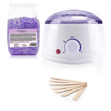 Kit epilare cu ceara granule, incalzitor ceara si set 10 spatule