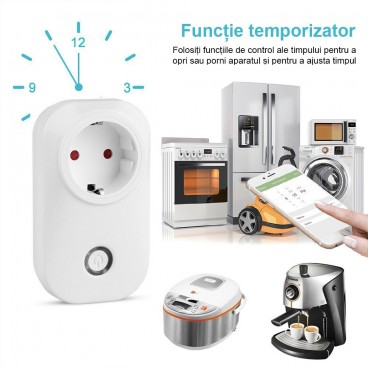 Priza wireless Smart Home, WiFi, 2.4GHz, 16A, 3680W