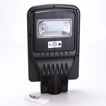 Proiector stradal LED SMD 30W cu senzor, panou solar si telecomanda, suport de perete Cadou