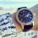 Ceas dama Golden Black Roman cu pietricele curea piele PU