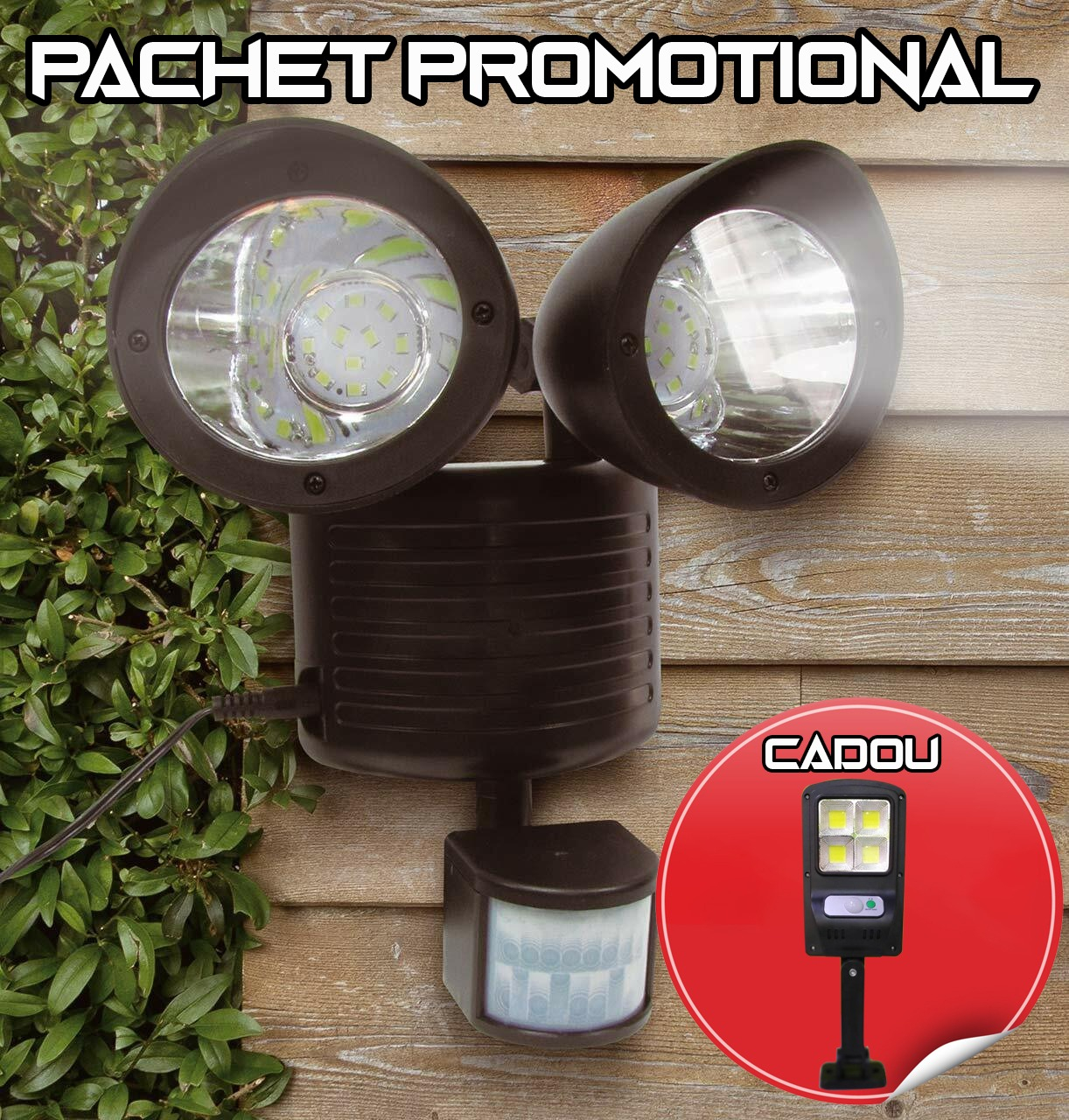 Image of Pachet promotional pentru iluminare, Lampa solara dubla si proiector solar