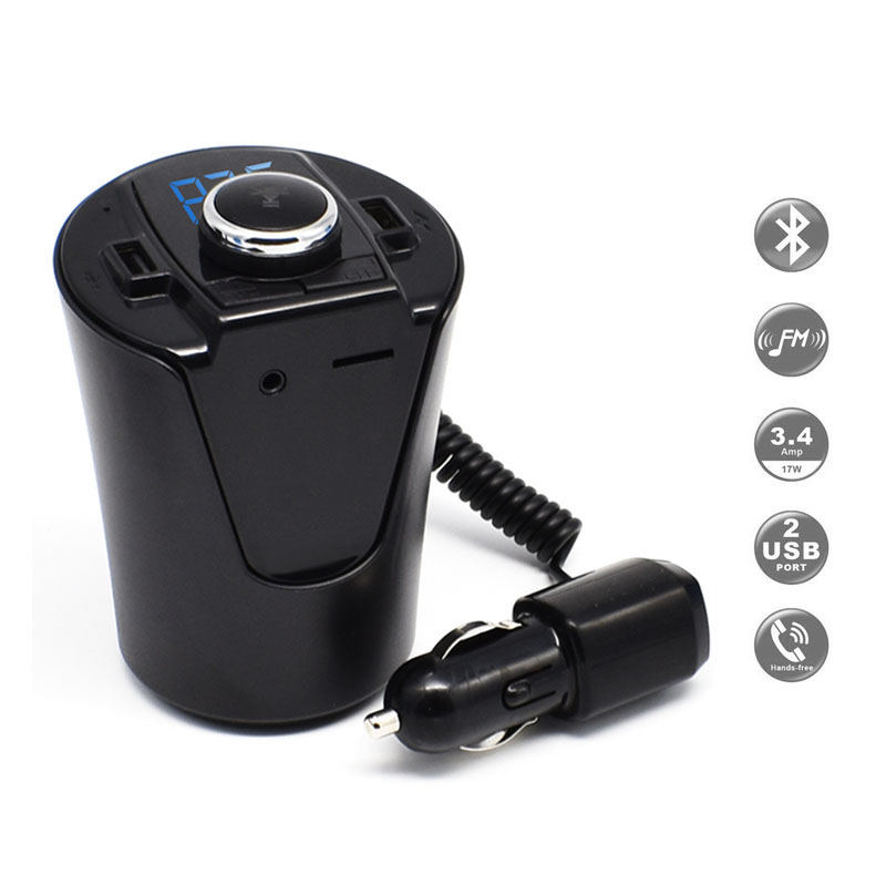Modulator FM Bluetooth Handsfree si incarcator Maşină, Ecran LCD suport pahar pret