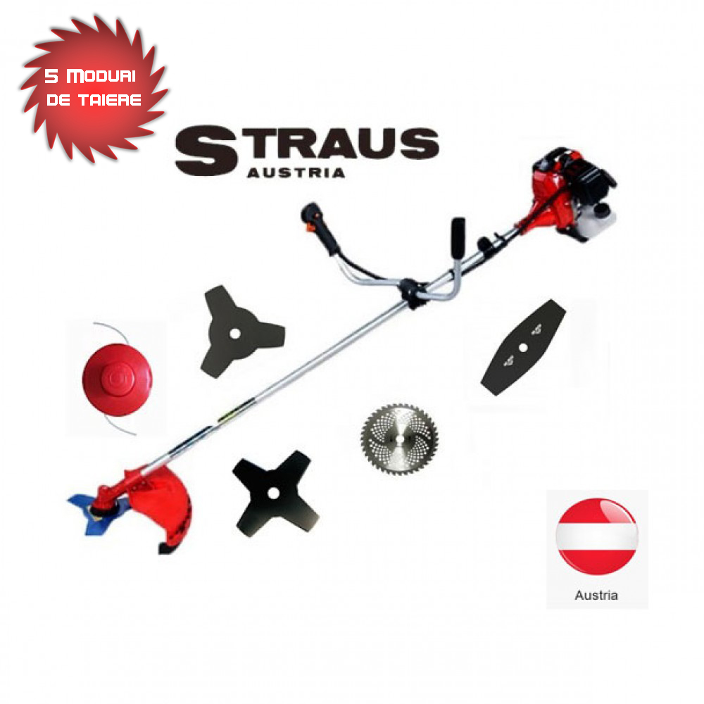 Motocoasa benzina Straus Austria 3.5CP cu 5 moduri de taiere pret