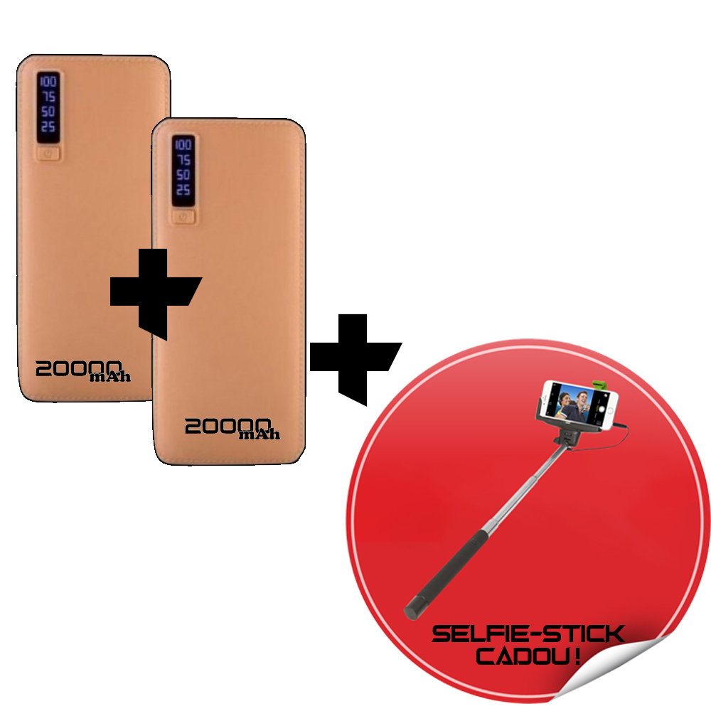 Image of Pachet promotional Baterie externa 20000 mAh 1+1 si trepied Selfie Stick CADOU!